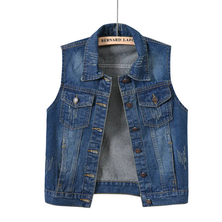 New Denim Jacket for Women Plus Size Short Custom Fashionable Puffer Sleeveless Jacket Womens