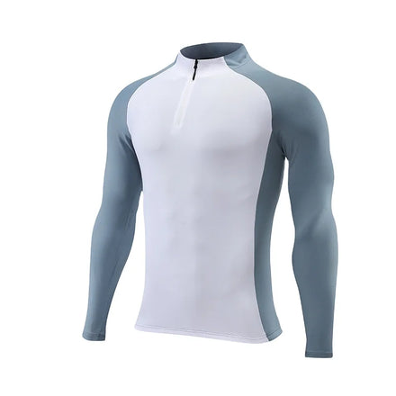 Custom Men's Sportswear Autumn Printed Quick Dry Reversible Plus Size Breathable Spandex/Polyester Long Sleeve Stand Collar Gym