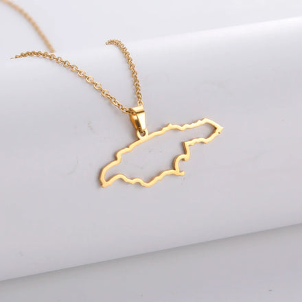 North America Caribbean Jamaica Map Pendant Necklace Country State Geography Steel Chain Necklaces for Women Men Jewelry