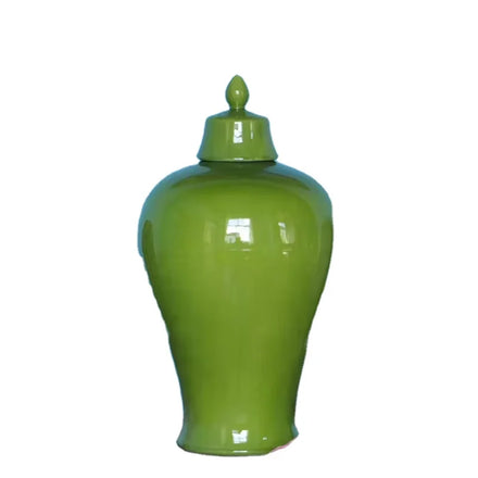 Oversized Colorful Glazed Porcelain Temple Jar - a Stunning Green Glaze Ceramic Ginger Jar for Dramatic Decor Impact