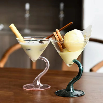New Design Glass Yogurt Bowl Creative Glass Dry Ice Tableware Vintage Colored Glass Goblet