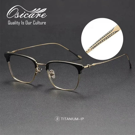 Premium Engraved Temple Pure Titanium Eyeglasses Frames Optical Brand Style Metal Private Label Custom Eye Glasses Print Design