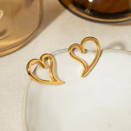 Stainless Steel Chunky Gold Plated Stud Earrings for Women
