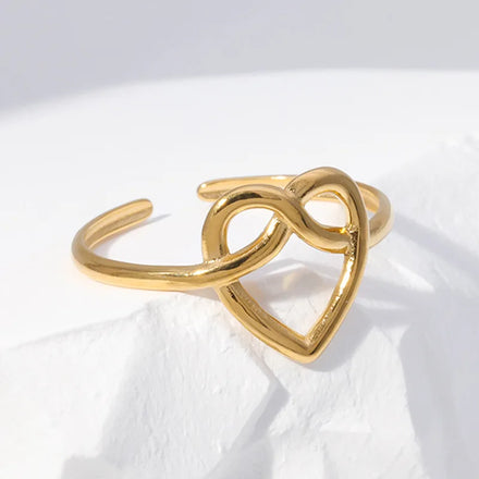 BM Jewelry Manufacturer Wholesale love Stainless Steel Open Adjustable Heart Ring