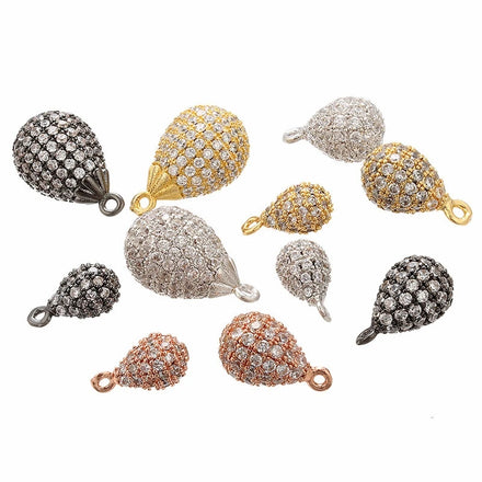 6mm 8mm 10mm Brass Full Zircon Water Droplet Pendant Shiny Gold Silver Black Drop Shaped Pendant for Diy Jewelry Accessories