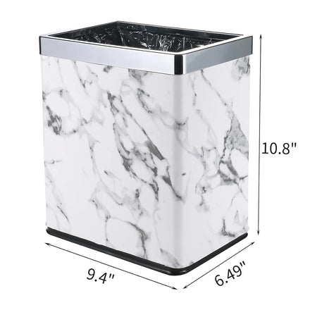 PU+Metal Trash Can Rectangular Bathroom Wastebasket Stainless Steel Garbage Container Mini Slim Bin for Home and Toilet Use