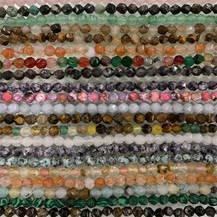 Hui Rui Wholesale 6mm Round Faceted Natural Stone Beads Jasper Agate Quartz Beads Loose Gemstone Beads for Jewelry Making