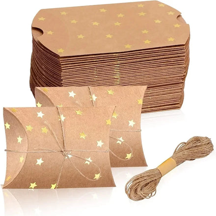 Cheap Wholesales Christmas Gift Candy Box Kraft Paper Pillow Box for Wedding Favors Party Decorations