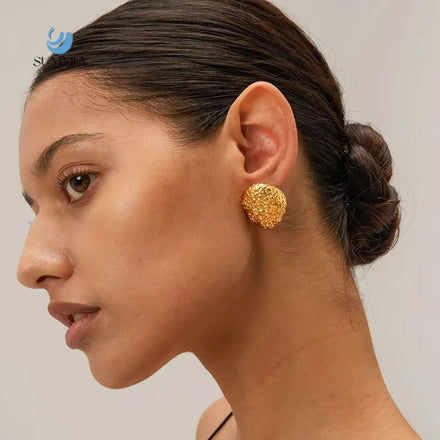SUMMLY Vintage Wholesale Classic Pop Niche Creative Design 18K Gold Plated Stainless Steel Stud Earrings Fashion Jewelry