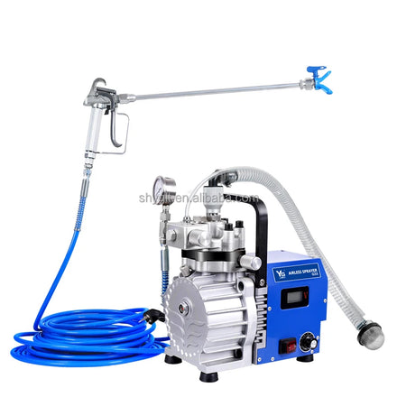 220V Electric Diaphragm Airless Paint Spray Machine with Engine & Pump 22Mpa High Pressure Dual Guns for Wall/Roof/Floor Coating