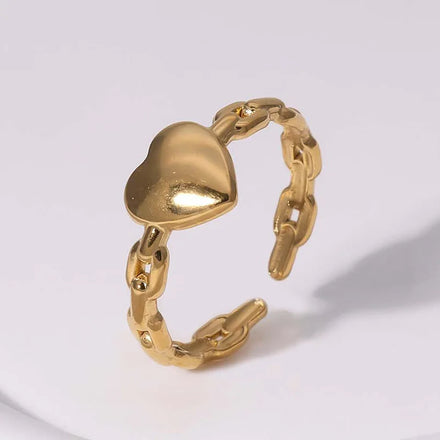 Beimai OEM Ring Sweet Heart Shape Non-fading Open Titanium Steel Women's Ring