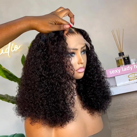 100% Raw Human Hair Natural Color 180% Density Straight Closure Wig Cuticle Aligned Burmese Curly HD Lace Frontal Wigs