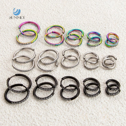 SUMMLY Luxury Black Colorful Plated Stainless Steel Earrings Zircon CC Hoop Earrings Fashion Jewelry