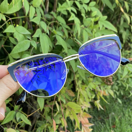 Blue Cut Photochromic Lens Women's Glasses Frames Optical 2025 Lunette Photogray Anti Reflet Black Eyebrow Alloy Gold Cateye