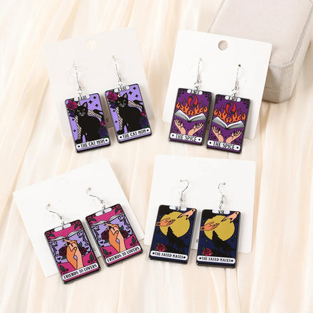 1Pair Reader Tarot Drop Earring Acrylic Spicy for Woman Girl Holiday Birthday Gift