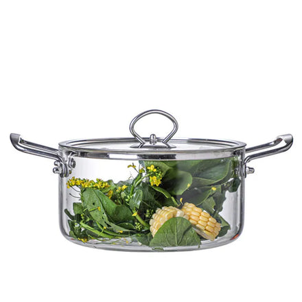 Modern Design 2.5L 5.5L High Borosilicate Glass Kitchen Stove Pot Stainless Steel Handle for Gas Induction Stoves Cooking Soup