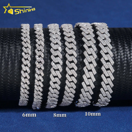 Hot Sale Fine Jewelry Lab Diamond 925 Sterling Silver 14k Gold Plated Vvs Moissanite Diamond Bracelet Men Cuban Link Bracelet