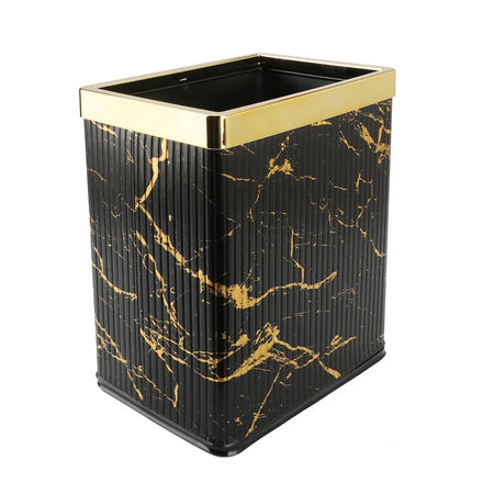 Factory 2024 New Luxury Leather PU Stainless Steel Trash Can Storage Bucket Double 2.6 Gallon Black Fire-Proof Open Top
