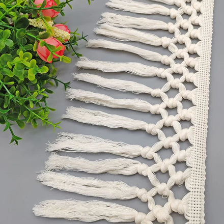 Wholesale 14cm 3 Knot Trim Cotton Tassel Fringe Tapes Long Cotton Fringe Lace Trim