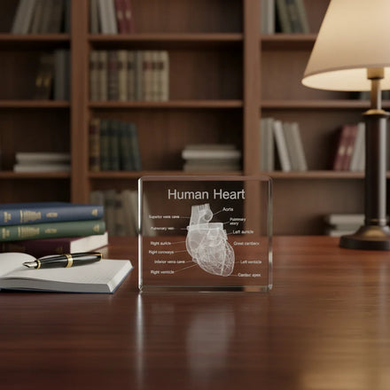 3D Laser Engraving Crystal Heart Model Gifts for Medical Doctors Accessories Custom Logo K9 Crystal Cube and Block Ornaments
