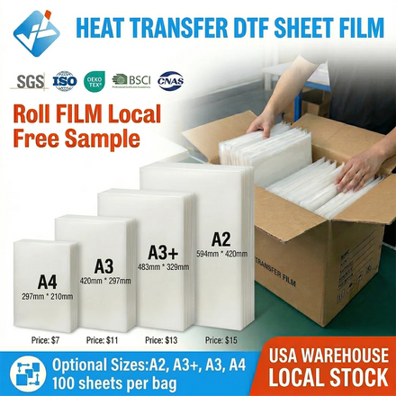 JINLONG DTF Transfer Sheets 13x19 Glossy DTF Film Heat Transfer Paper Film DTF A4 Sheets for Inkjet Printers