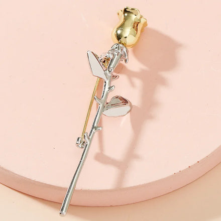 Wholesale Delicate Gold plated Rose Brooch Metal Flower Rose Brooch Pin for Men Women