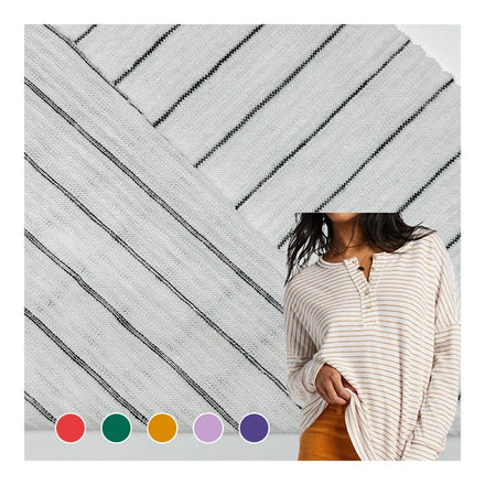 Custom Design Cotton and Spandex Striped Knit Fabric Stock Polyester Material Stripe Fabric for Clothing/