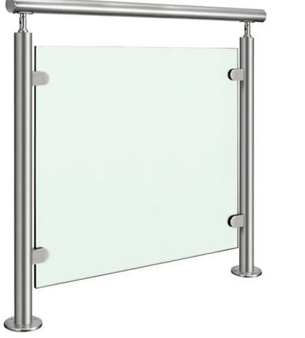 Reilbu Simple Design Balcony Post Balustrades Handrails Stainless Steel Stair Glass Railing for Deck