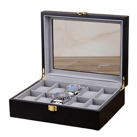 10 Slots Wood Lacquered Watch Storage Display Case Elegant Collection Box for Watches