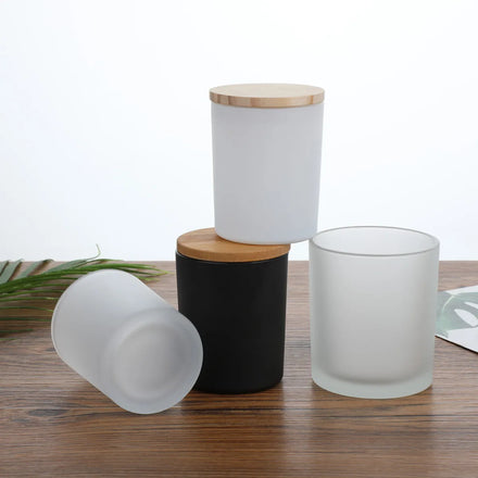 Hot Sell Round Shape Empty Glass Candle Vessels Jars Black Color Scented Candle Glass Jar