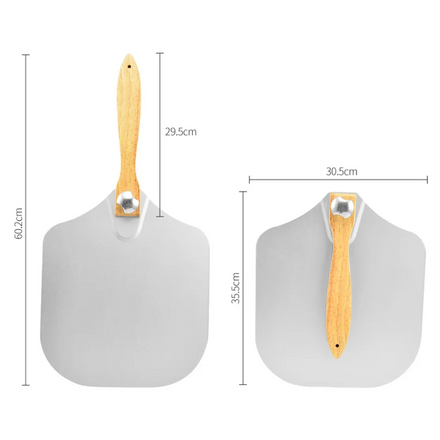 2026 Good Selling Premium Disposable Aluminum Alloy Blade Pizza Peel Turning Paddle Shovel with Wooden Handle