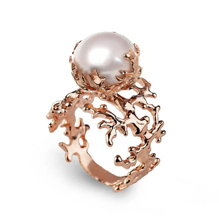 CAOSHI Factory Price Simulate Pearls Rings Jewelry Women Rose Gold Plated Wedding Elegant Large Vintage Pearl Rings for Women