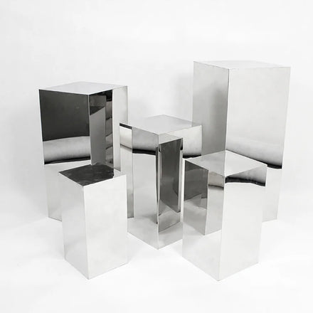 2026 Wholesale Stainless Steel 5pcs Silver Cake Plinth for Birthday