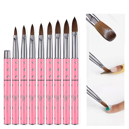 New Product Professional Personalized Oval Crimped Galaxy Kolinsky Hair Nail Art Brush with Customized Color and Metal Handle