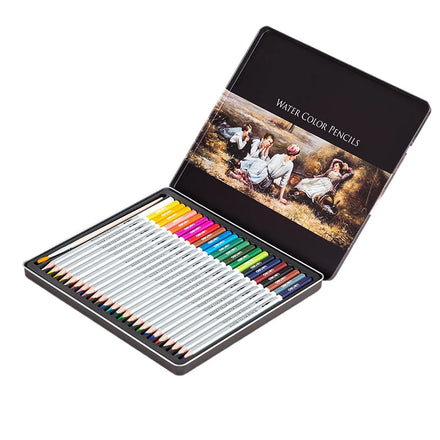 Deli 6521 24pcs/box Kids Water Soluble Colored Pencil Students Wear Resistance Colored Pencil 48box*24pcs=1152pcs Per Carton Set