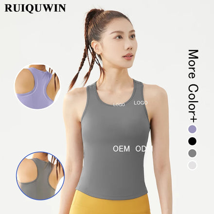 RUIQUWIN Custom Ladies Activewear Workout Clothing Round Neck Plus Size Sleeveless Tops Sports Yoga Fitness Tank Tops for Women