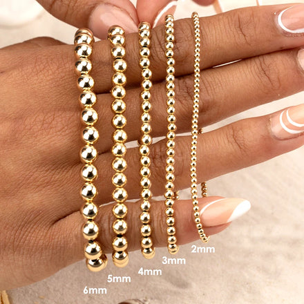 Go2boho 5 Pcs Summer Jewelry Set Fashion 18K Gold Plated Beads Boho Stretch Copper Beaded Bracelets for Women