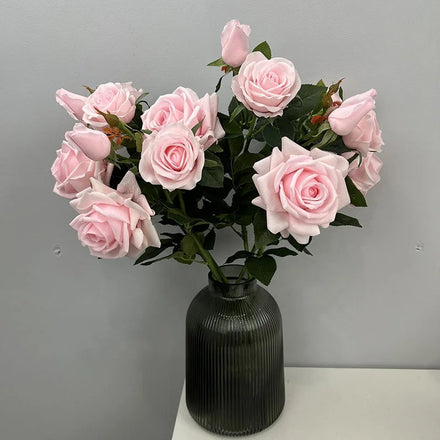 High Quality 3 Heads Real Touch Roses Artificial Latex Rose Flowers for Wedding Event Decoration