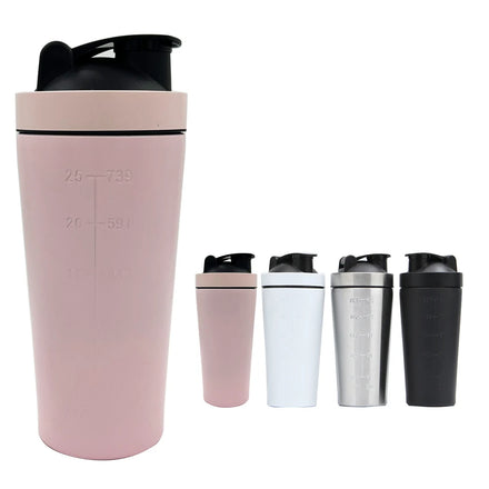 Custom LOGO 24oz 750ML Sport Metal Water Bottle Gym Mixer Single Wall Sports 18/8 Stainless Steel Pink Shaker Water Bottle