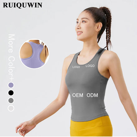 RUIQUWIN Custom Ladies High Neck Slim Fit Gym Tank Top Custom Women Fitness Yoga Bra Sportswear Running Sleeveless Sports Top