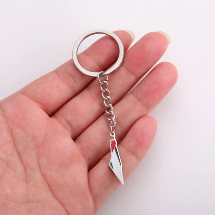Palestine Stainless Steel Key Chain Country Flag and Geography Key Ring Metal Car Backpack and Jewelry Accessories Wholesale