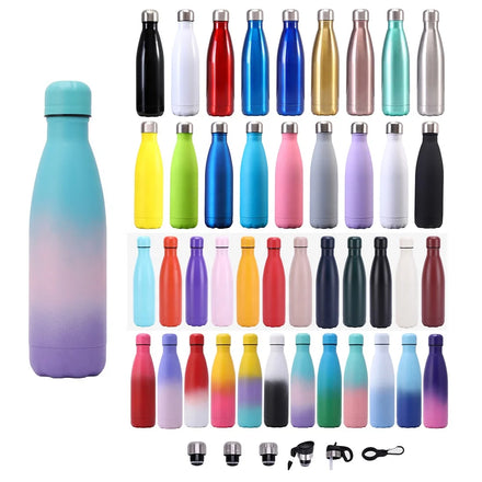 Custom logo 17oz 500ml Thermal Insulated Sports Gym Flask Double Walled Cola Shape Stainless Steel Water Bottle