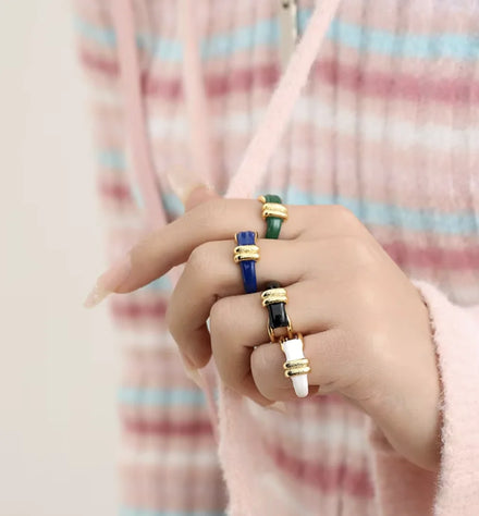 Wholesale Fashion Women 18k Gold Plated Ring Y2K Jewelry Simple Handmade Oil Dripping Enamel Ring for Men
