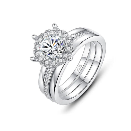 Light Luxury Fine Jewelry Detachable Ring S925 Sterling Silver Wedding Engagement Bridal Ring Set Moissanite Stackable Ring
