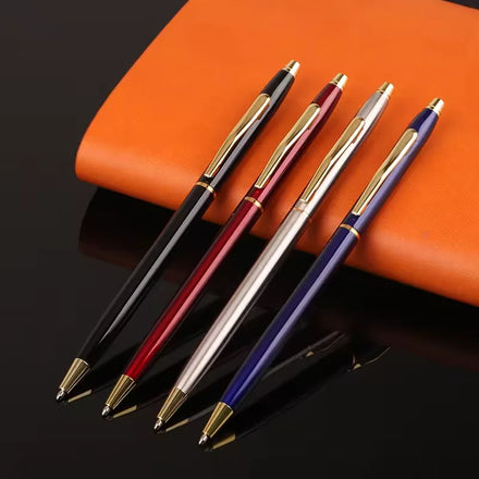 2026 2026 Stationery Slim Ballpoint Pen Rose Gold Metal Ball Hotel Pen Luxury Twist Thin Ball Point Pen with Custom Logo for Gifts