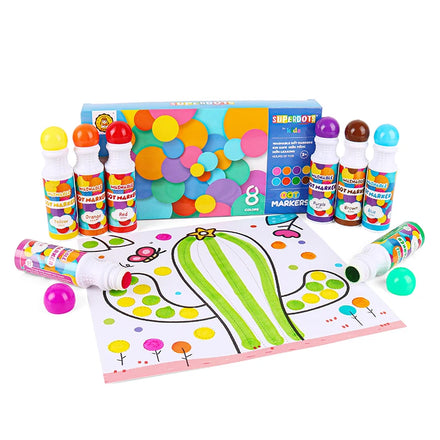 Superdots 8pcs a Pack Washable Paint Brush Pen Bingo Dabber Dot Art Markers for Kids Drawing Toys