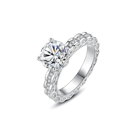Factory Wholesale Diamond Rings S925 Sterling Silver Rhodium Plated Moissanite Engagement Wedding Bridal Ring