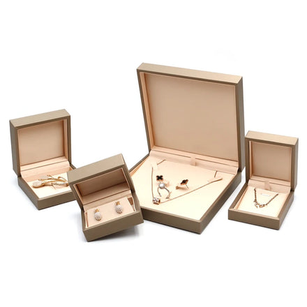 Customized Pu Leather Ring Box Earrings Necklaces Bracelets Jewelry Packaging Box champagne Color Ring Box