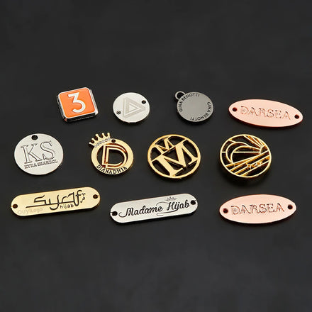 Custom Brand Clothing Sewing Labels Environmental Metal Logo Tag for Garments and Swimwear Handmade Metal Crafts