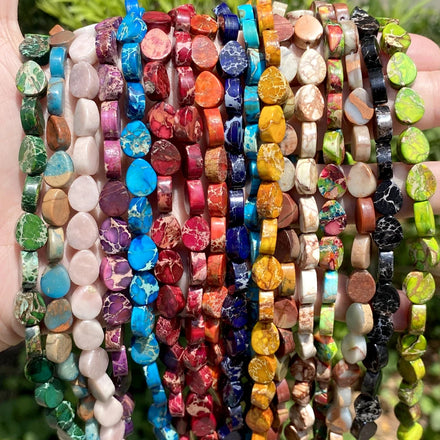 8x10mm Natural Stone Colorful Sea Sediment Jaspers Beads Water Droplets Beads for Jewelry Making DIY Bracelet Accessories